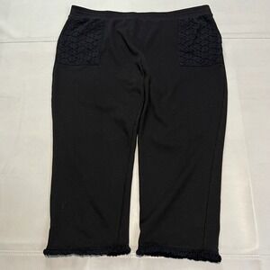 Susan Graver‎ Weekend Black Capri Pant Women XLP Minimal Quite Luxury Preppy4205